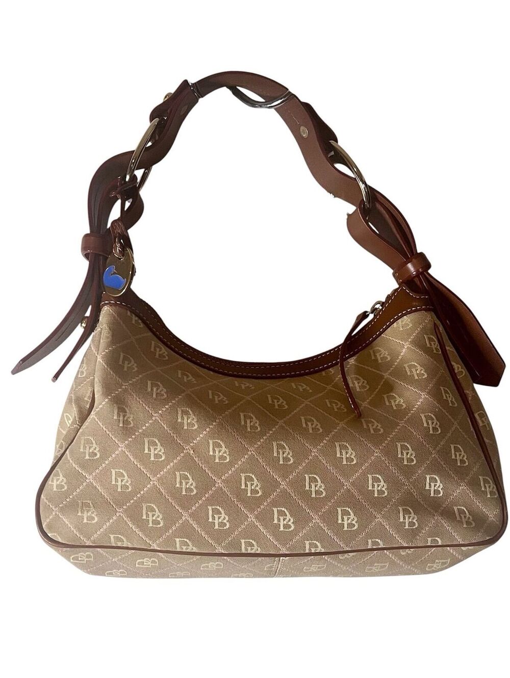 DB6. vintage Dooney & Bourke Small Signature Signature/Gretta Hobo Bag